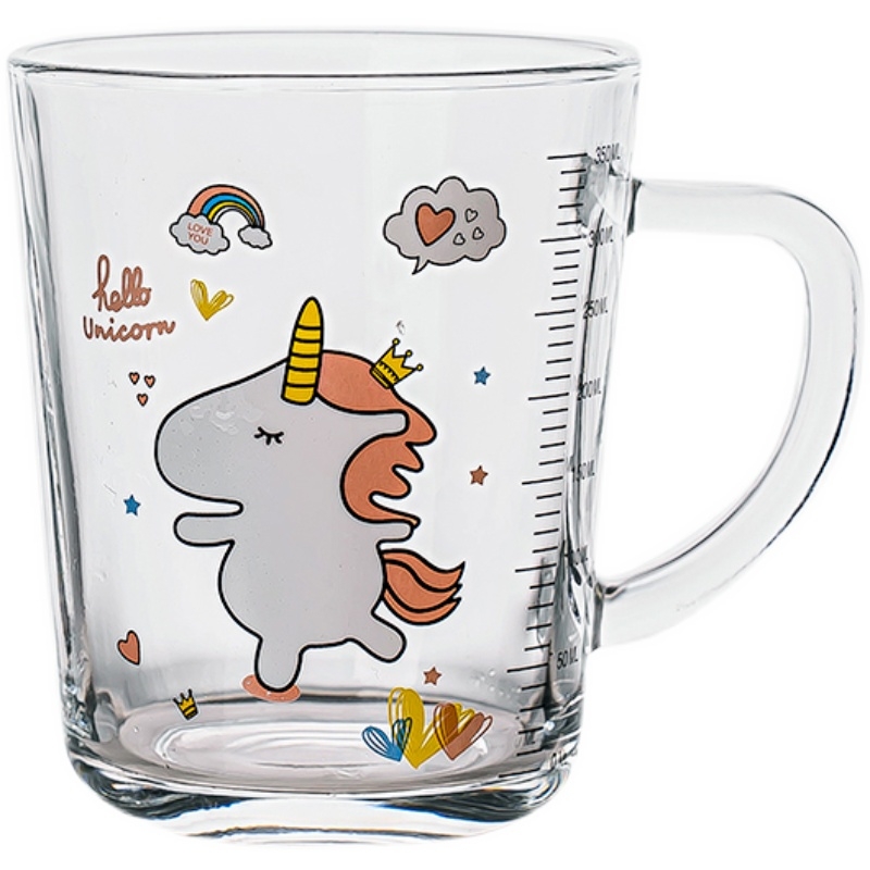 玻璃杯家用杯子奶茶杯牛奶杯带盖刻度果汁水杯可爱女喝水杯子详情图3