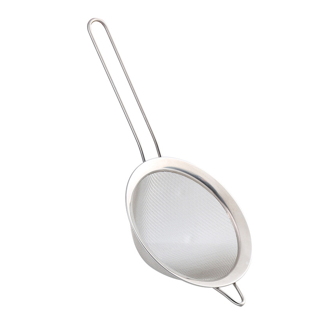 Stainless steel wide-edge pointed ear conical oil filter, ordinary mesh, twill mesh, oil strainer, hand-held flour sieve for baking Item Picture