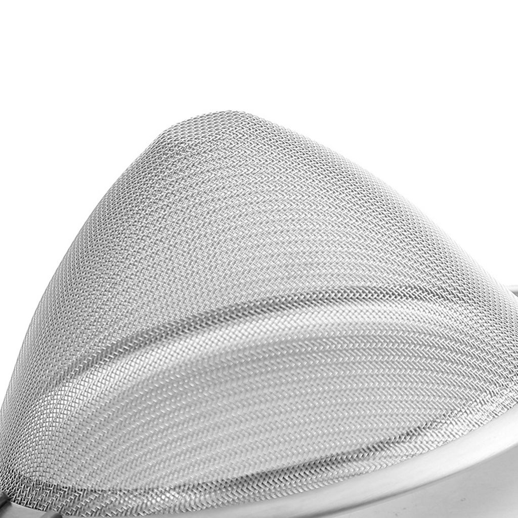 Stainless steel wide-edge pointed ear conical oil filter, ordinary mesh, twill mesh, oil strainer, hand-held flour sieve for baking Application Scenario
