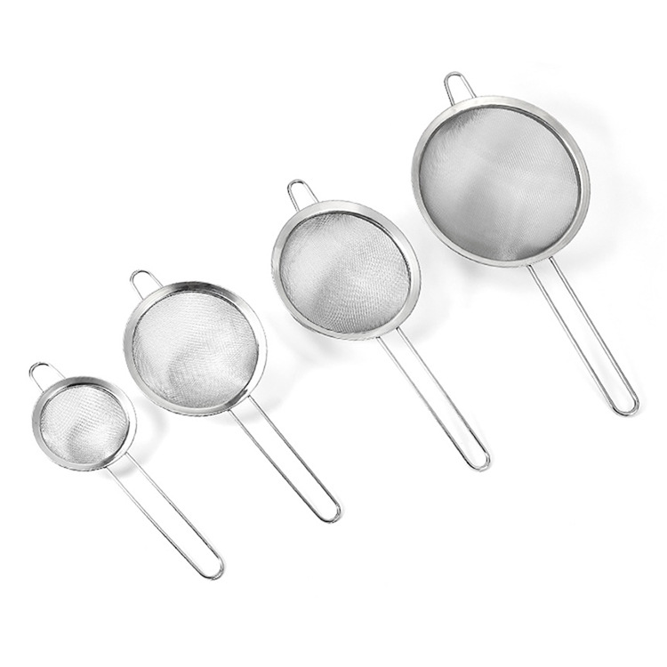 Stainless steel wide-edge pointed ear conical oil filter, ordinary mesh, twill mesh, oil strainer, hand-held flour sieve for baking detail image 8