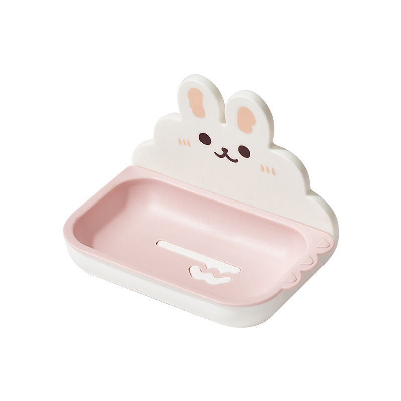 M04-8713兔子肥皂盒家用卫生间免打孔肥皂架双层沥水皂盒日用百货详情图5