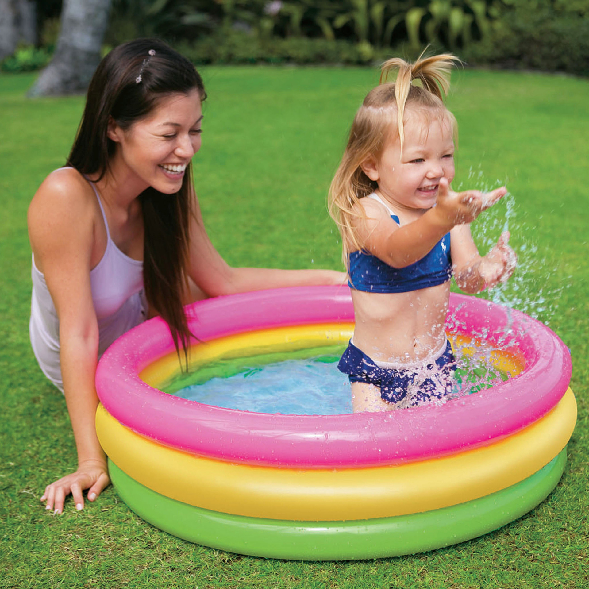 INTEX 58924 Fluorescent three-ring inflatable water Pool PVC Children's water Pool Infant and toddler swimming pool Specification image