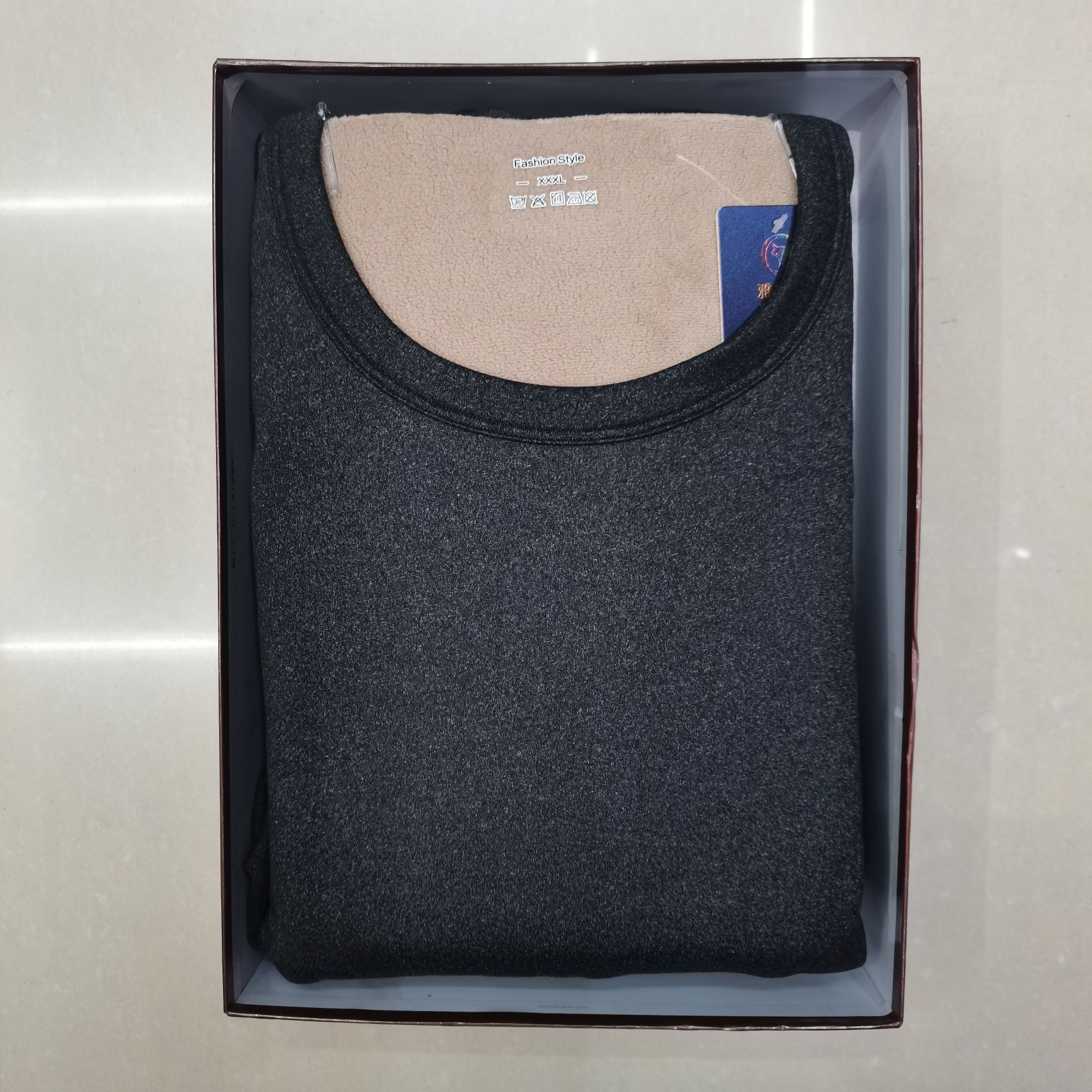 Men's Cationic Plus Fleece Thickening Inner Lamb Fleece Thermal Underwear Set Long Johns Wholesale Item Picture