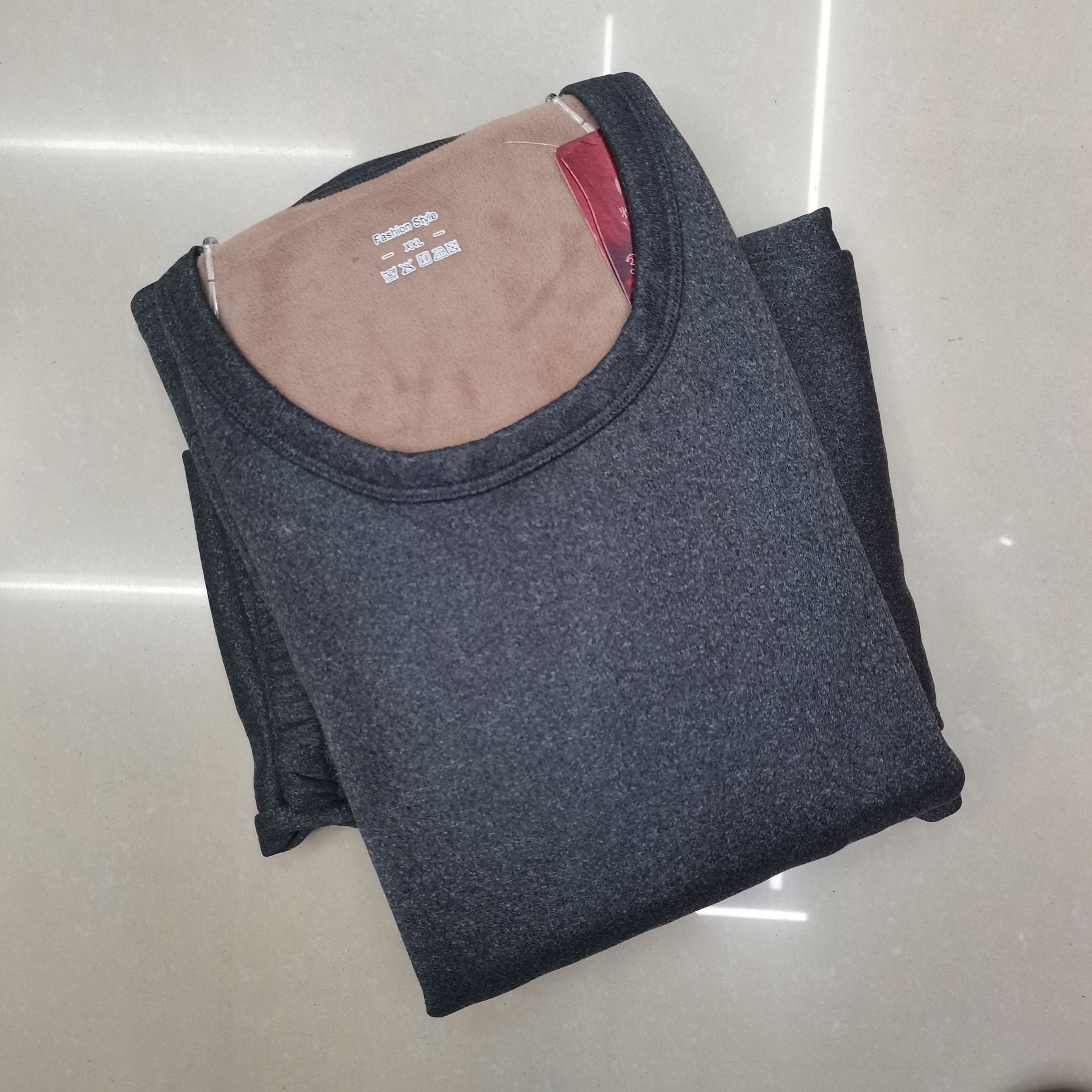 Men's Cationic Plus Fleece Thickening Inner Lamb Fleece Thermal Underwear Set Long Johns Wholesale undefined