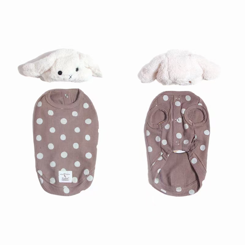 宠物用品衣服11900 卡通头套波点衫
尺码：SS S M L LL
成分：涤纶65% 棉35%
颜色：棕色详情图2