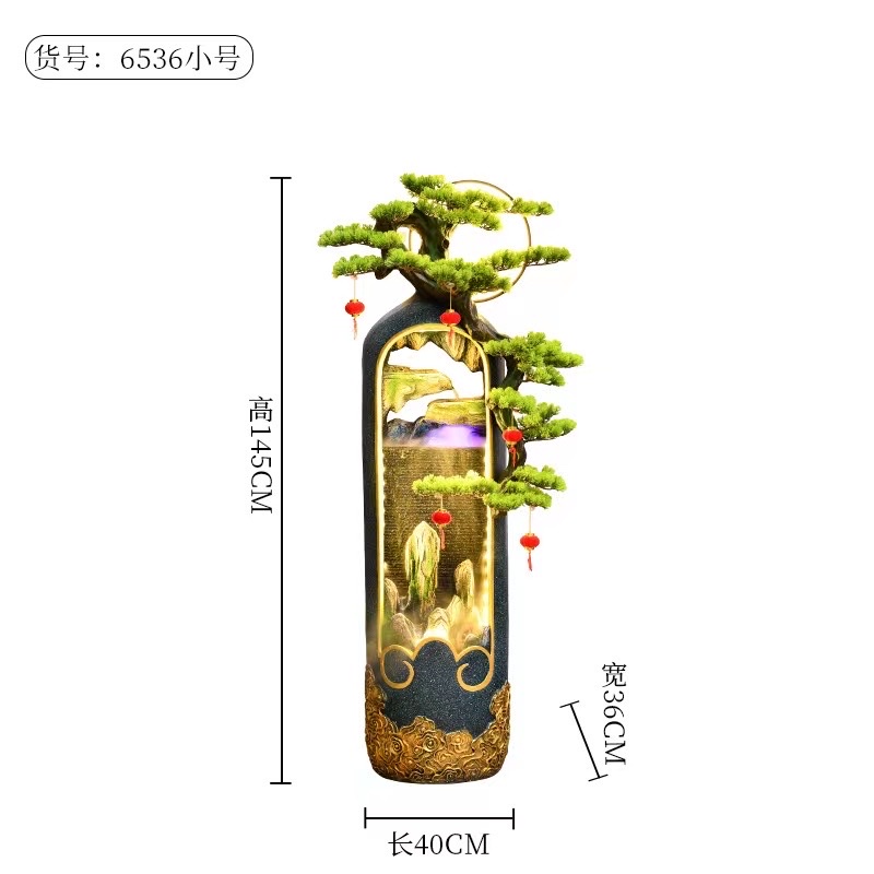 Resin flowing water bonsai curtain wall, magnesium oxide home furnishings, cement landscaping series, waterwheel LED and other waterwheel atomizers, misty and cloud-like stone furnishings details Picture