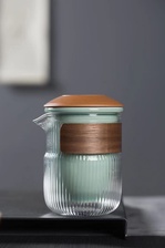 旅行茶具套装一壶三杯龙泉青瓷创意礼品手工刻花杯壶