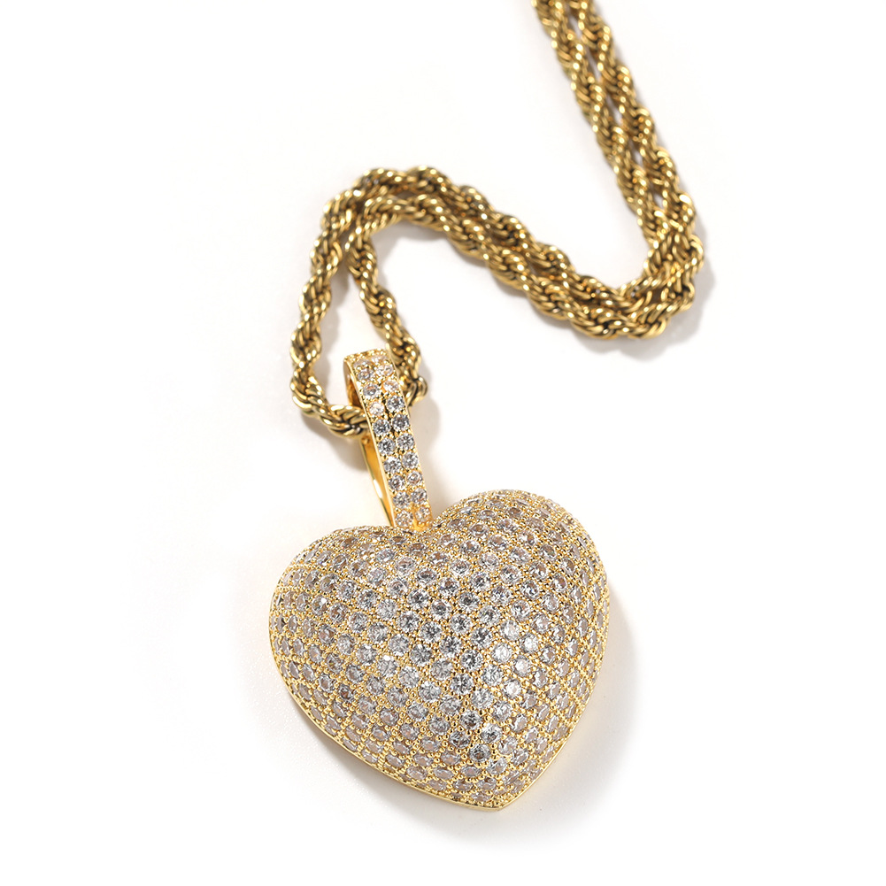 2022 nuevo hip hop 3D corazón colgante simple ins viento micro circonitas oro rosa corazón collar adornos Application Scenario