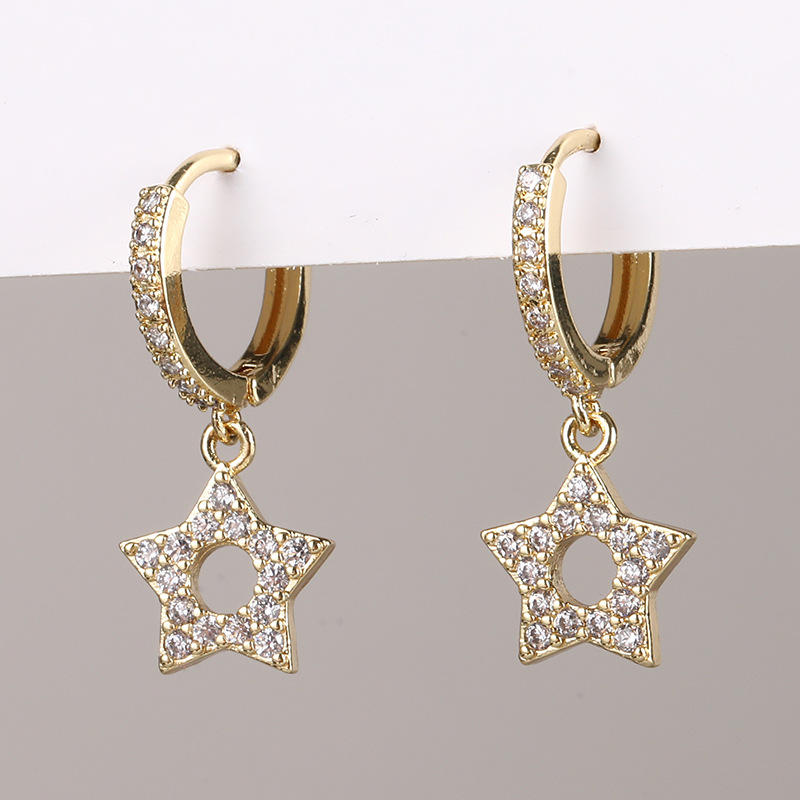 European and American cross-border high-end simple Baidu micro-inlaid zircon ear hangers, ear loops and earrings detail image 11
