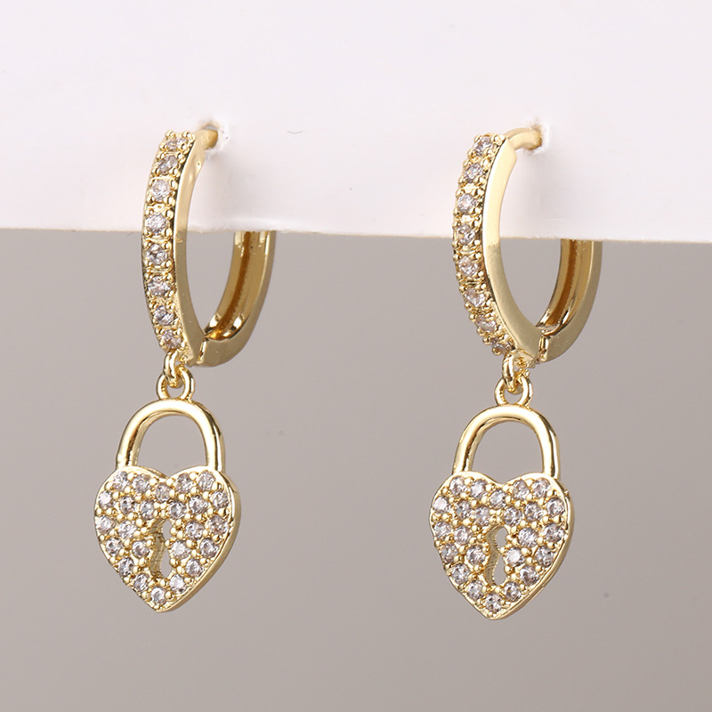 European and American cross-border high-end simple Baidu micro-inlaid zircon ear hangers, ear loops and earrings Specification image