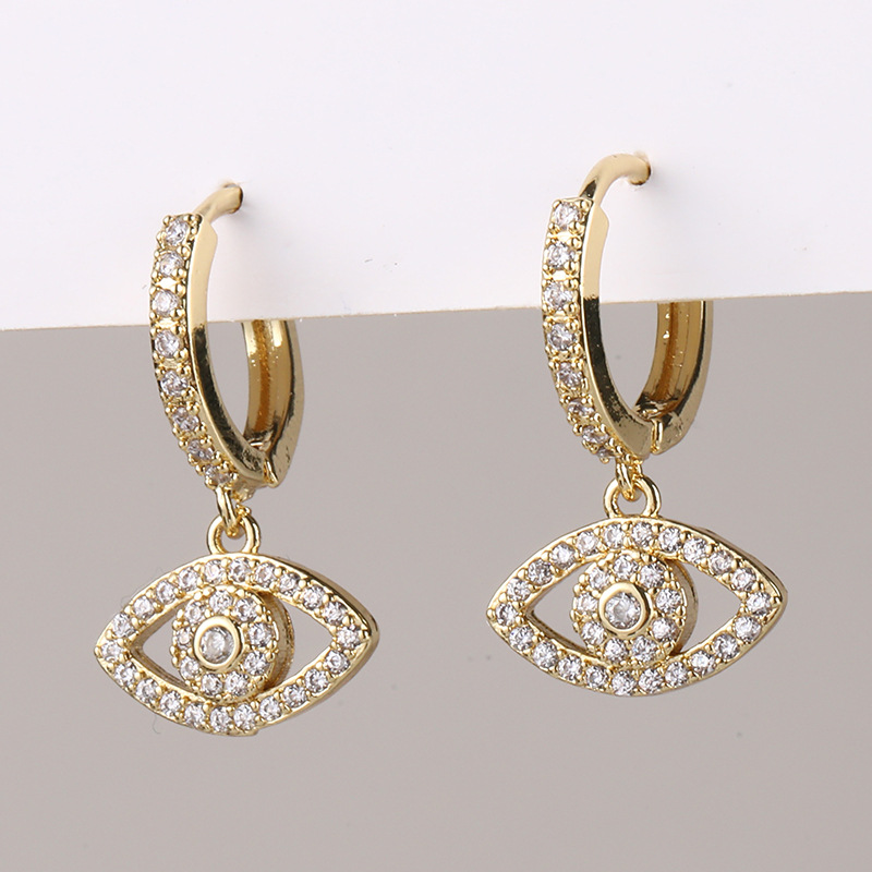 European and American cross-border high-end simple Baidu micro-inlaid zircon ear hangers, ear loops and earrings detail image 6