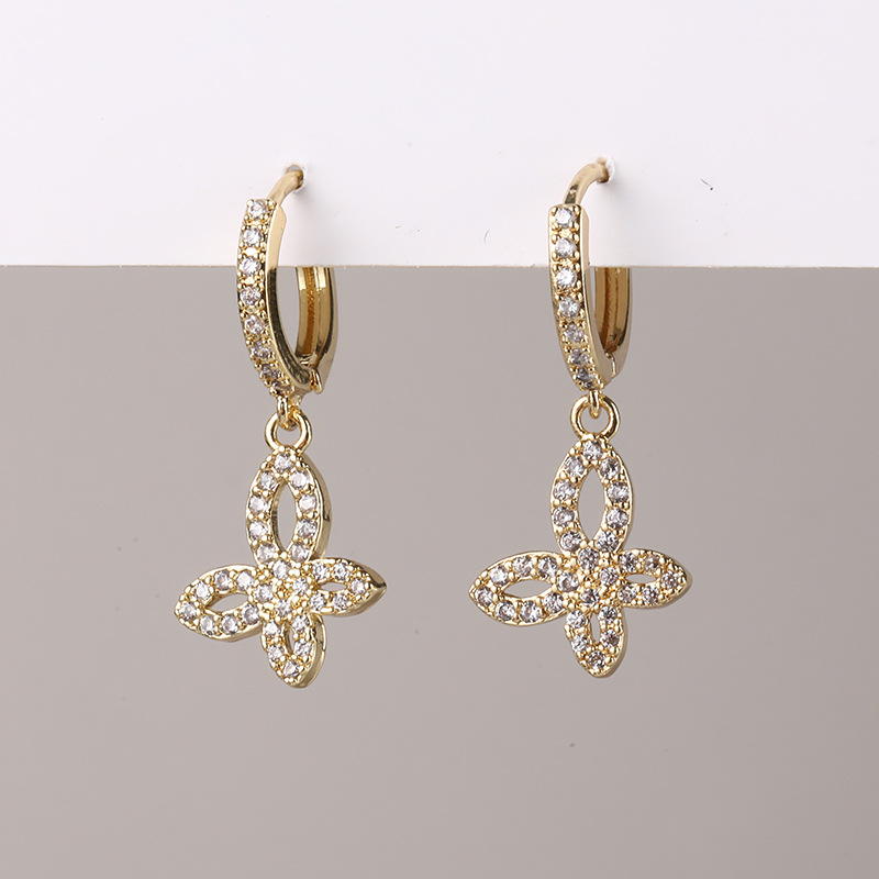 European and American cross-border high-end simple Baidu micro-inlaid zircon ear hangers, ear loops and earrings detail image 13