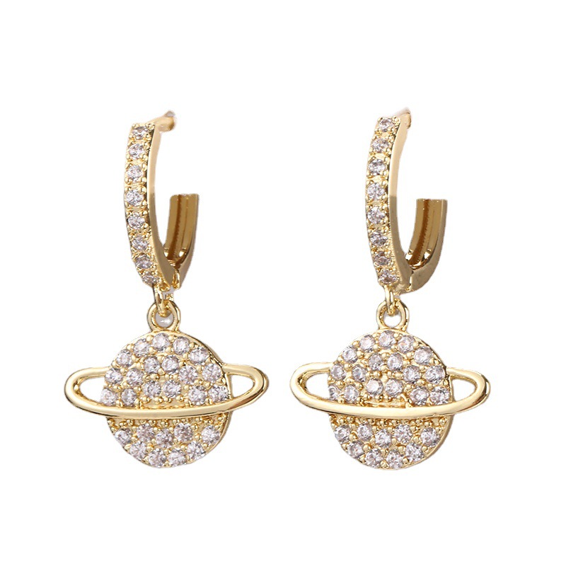 European and American cross-border high-end simple Baidu micro-inlaid zircon ear hangers, ear loops and earrings detail image 5