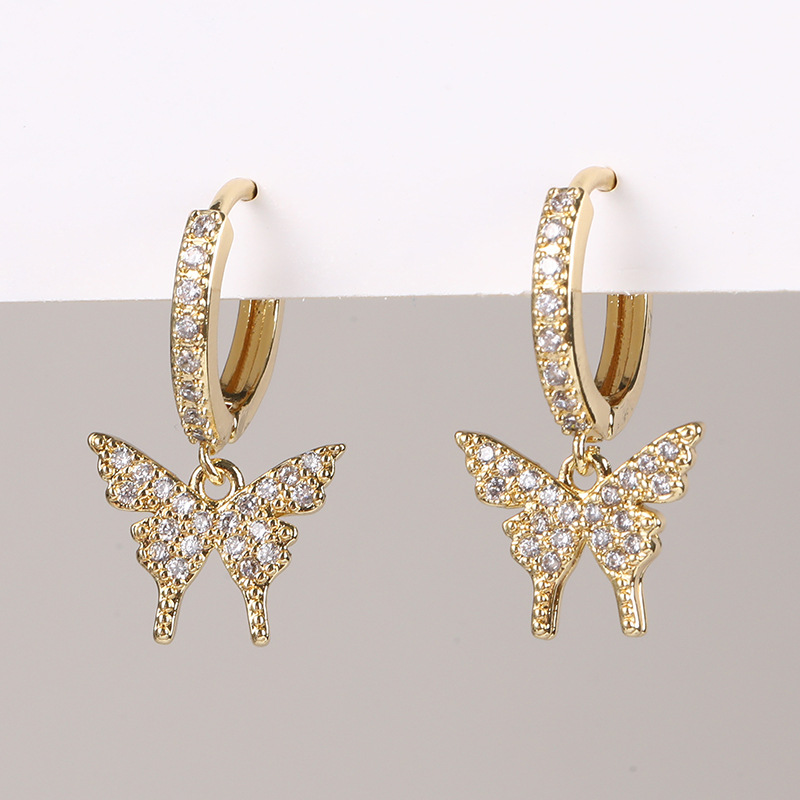 European and American cross-border high-end simple Baidu micro-inlaid zircon ear hangers, ear loops and earrings detail image 9