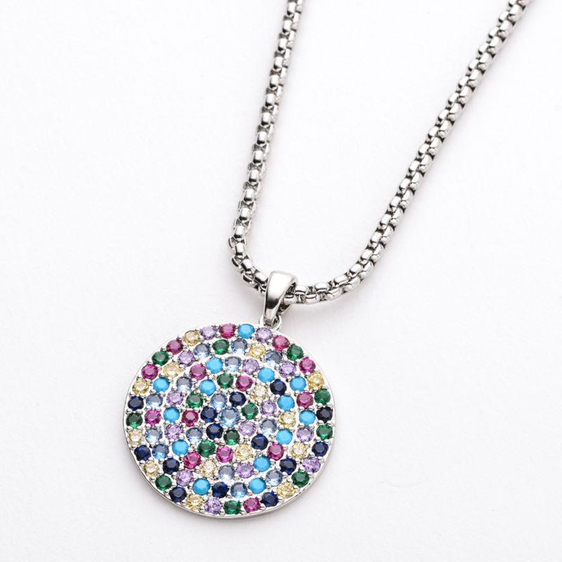 Korean fashionable and elegant simple round colored necklace, direct supply from retro manufacturer, cross-border e-commerce wholesale pendant detail image 4