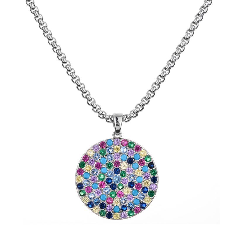 Korean fashionable and elegant simple round colored necklace, direct supply from retro manufacturer, cross-border e-commerce wholesale pendant detail image 5