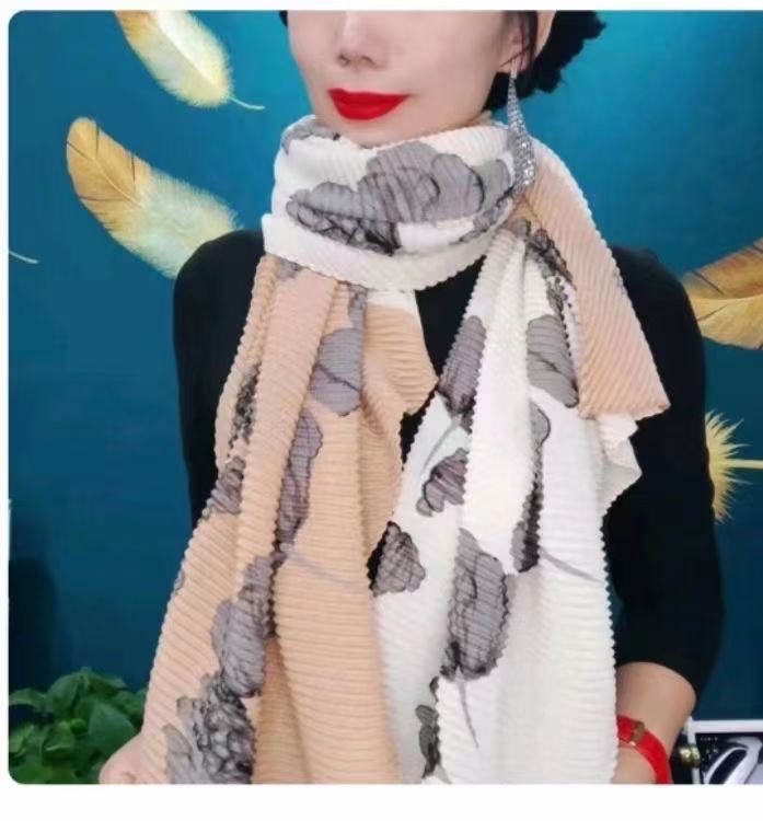 Elegant cotton and linen crepe scarf