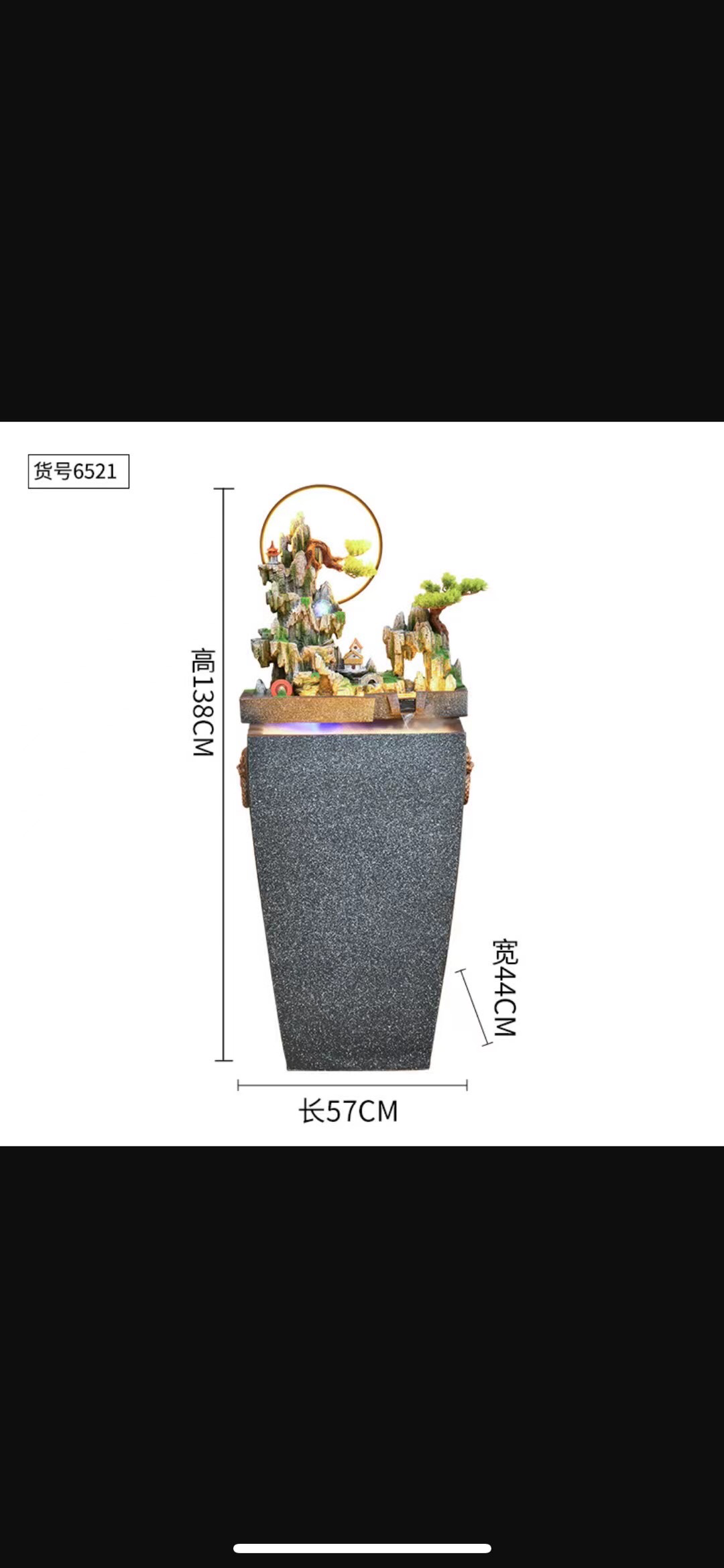 Resin flowing water bonsai, atomized rockery fountain, LED light, high mountain flowing water wheel, crystal ball, new home decoration, carving creativity Specification image