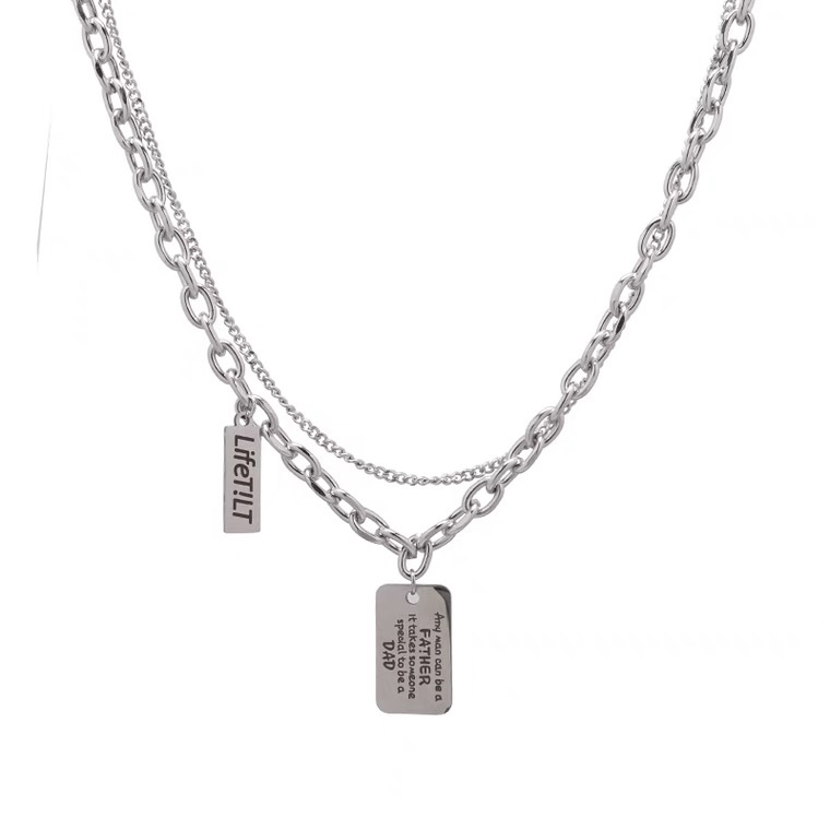 KA Square brand English letter double-layered necklace, cold style, European and American trendy accessory, personalized jewelry Specification image