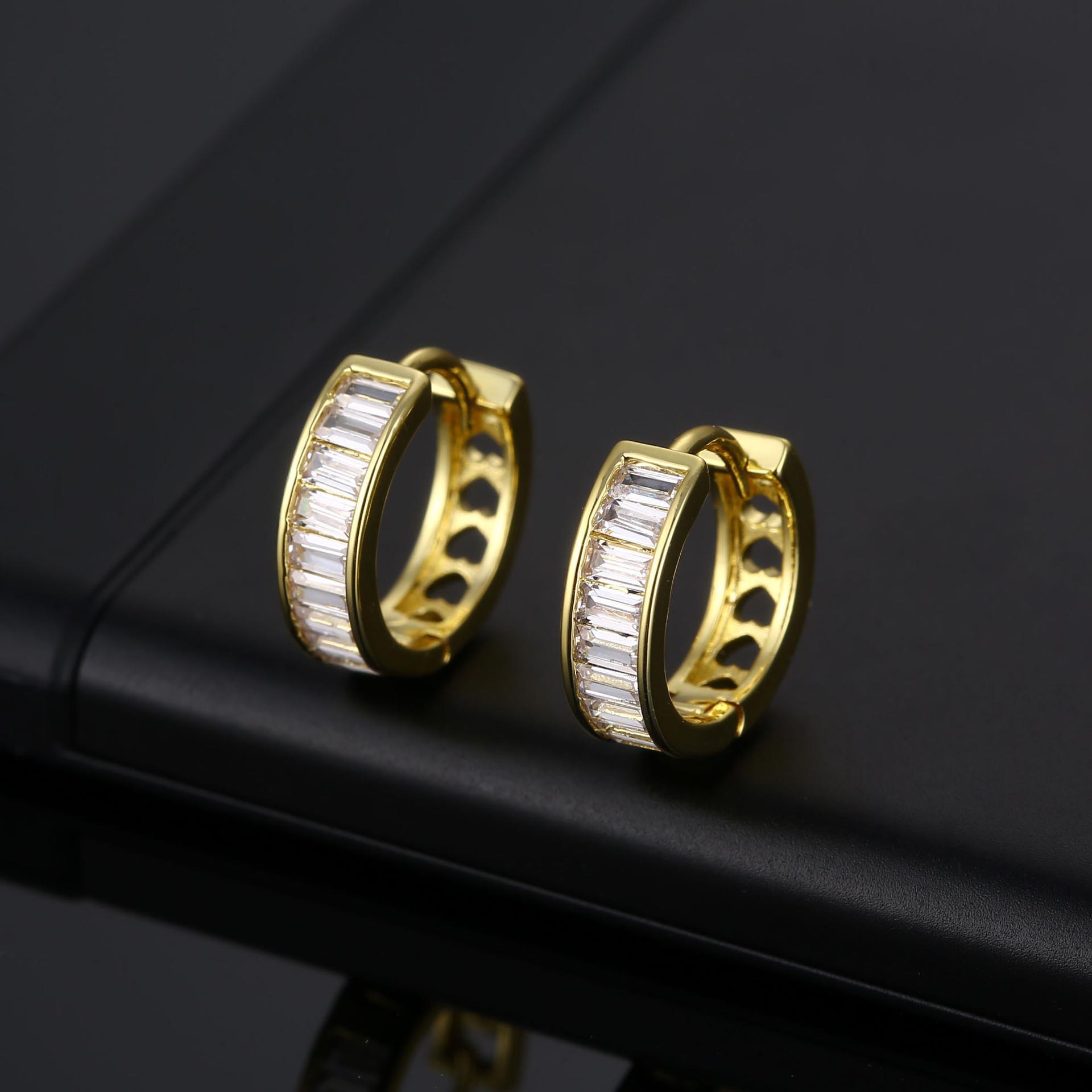 Micro inserto largo cuadrado zirconia earring hebilla moda masculina moda earring tendencia diseño simple viento pendientes detail image 2