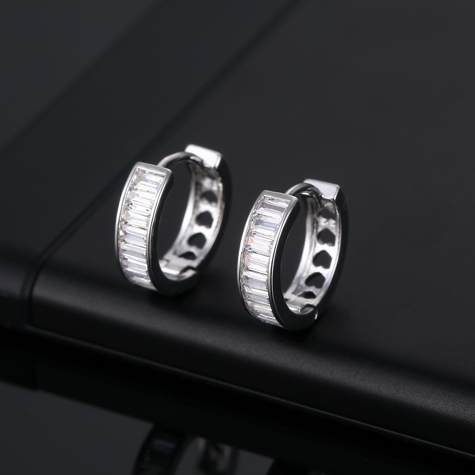 Micro inserto largo cuadrado zirconia earring hebilla moda masculina moda earring tendencia diseño simple viento pendientes detail image 3
