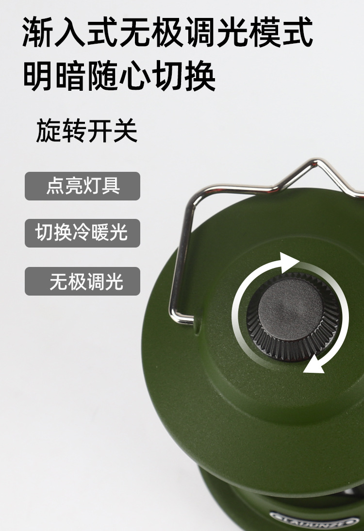 New retro camping lamp, dimmable camp lamp, multi-functional portable outdoor lantern, charging emergency hand-held lamp detail image 4