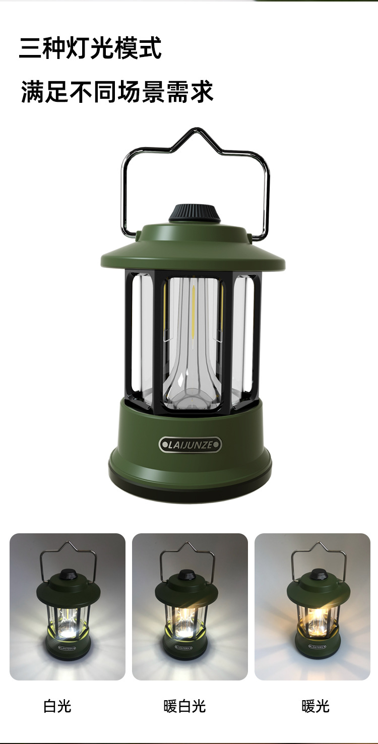 New retro camping lamp, dimmable camp lamp, multi-functional portable outdoor lantern, charging emergency hand-held lamp detail image 5