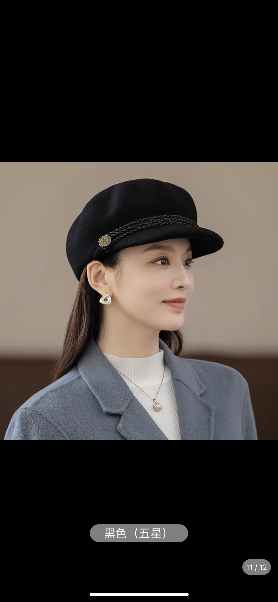 A stylish and versatile octagonal hat for women in autumn and winter, a beret for women, a fashionable woolen black baseball cap for ladies Application Scenario