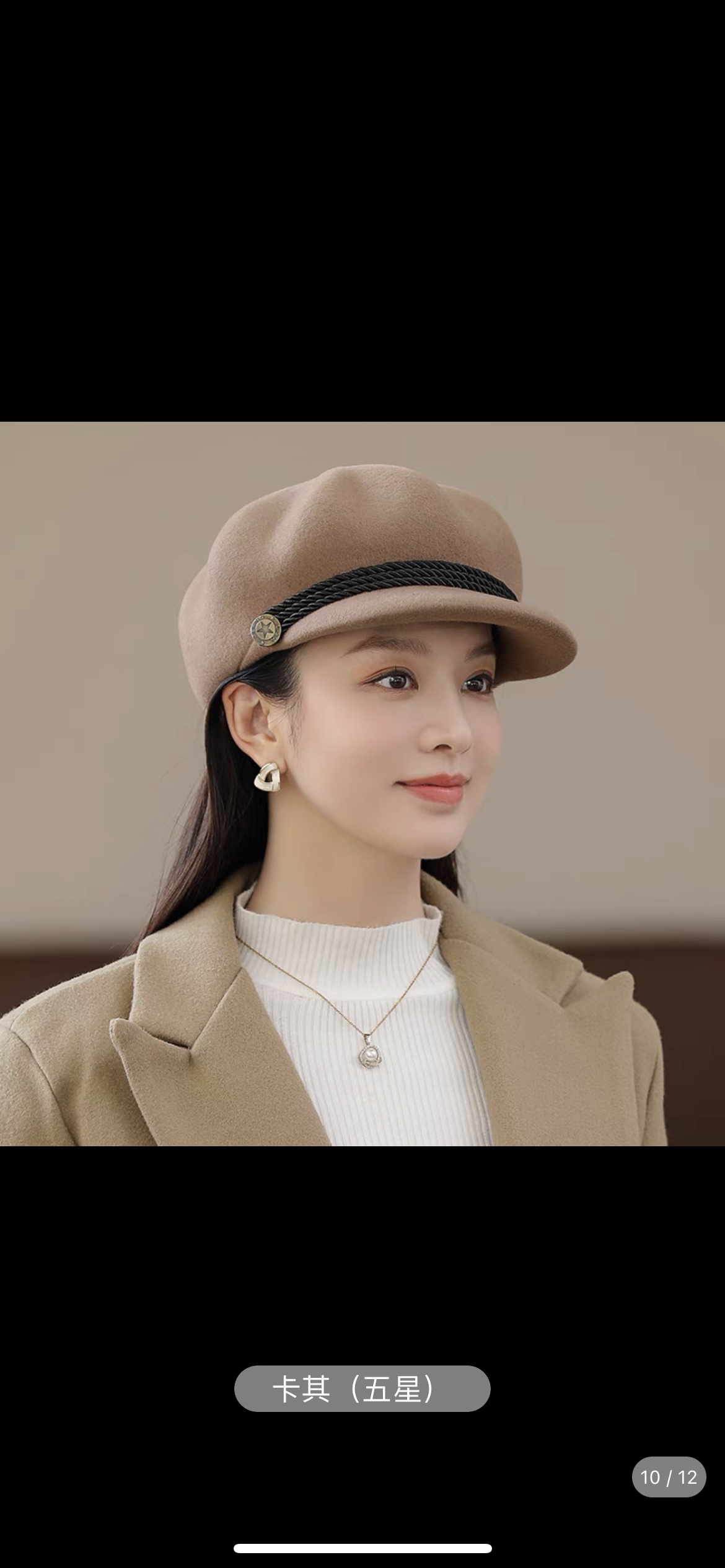 A stylish and versatile octagonal hat for women in autumn and winter, a beret for women, a fashionable woolen black baseball cap for ladies Specification image