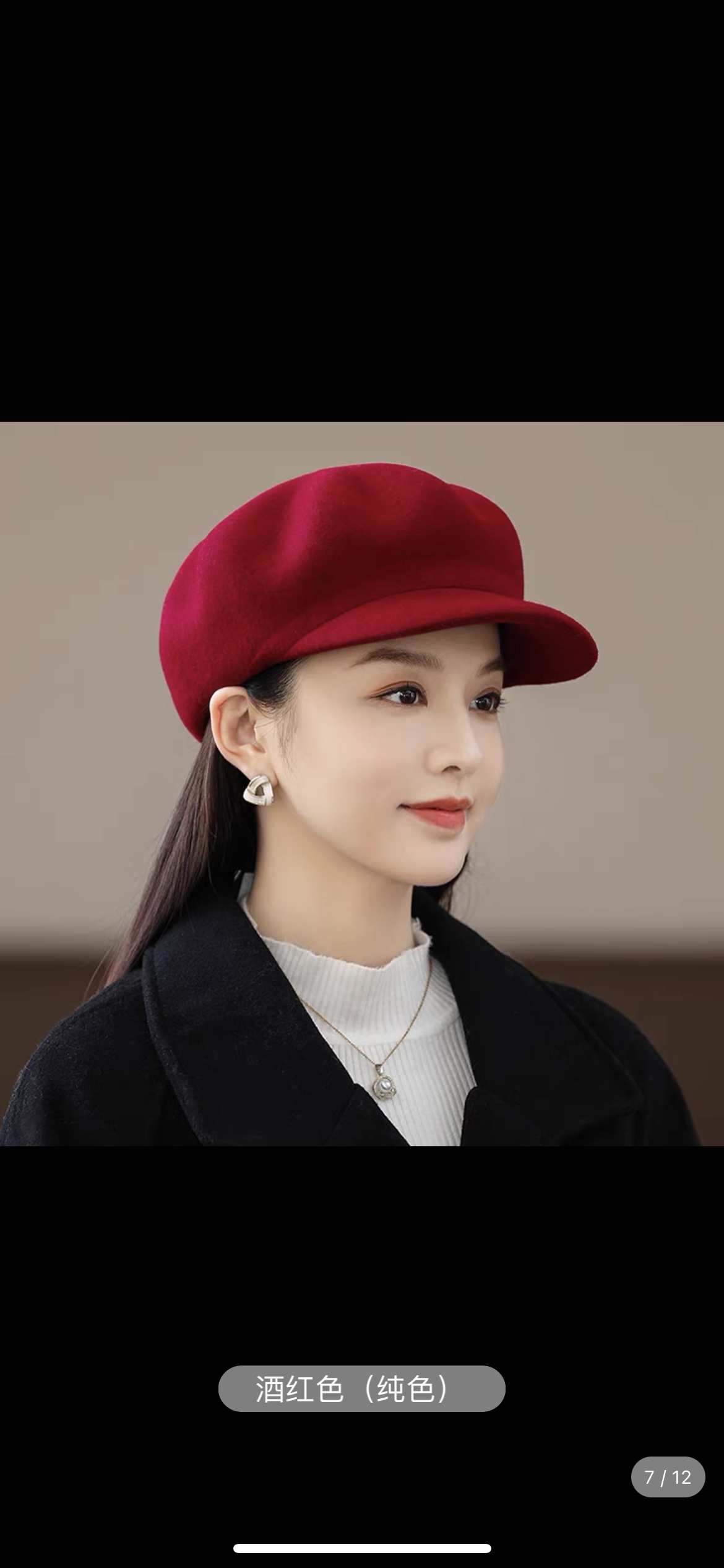 Korean-style woolen beret for ladies in autumn and winter, British style, fashionable and versatile, duck-toned octagonal hat, top hat details Picture