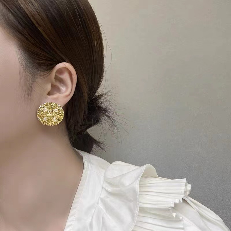Round ear stud anti-allergy silver needle decoration CAI Ni accessory model 174