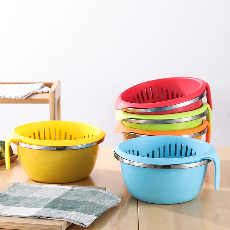 不锈钢沥水盆一盆两用加厚打蛋和面洗菜盆沥水盆