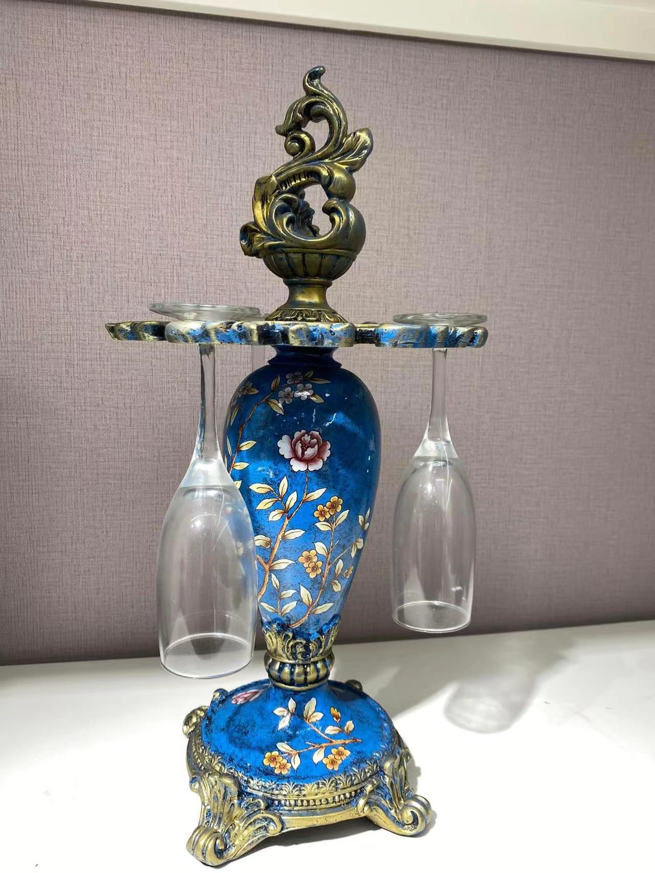 复古蓝 红酒杯架