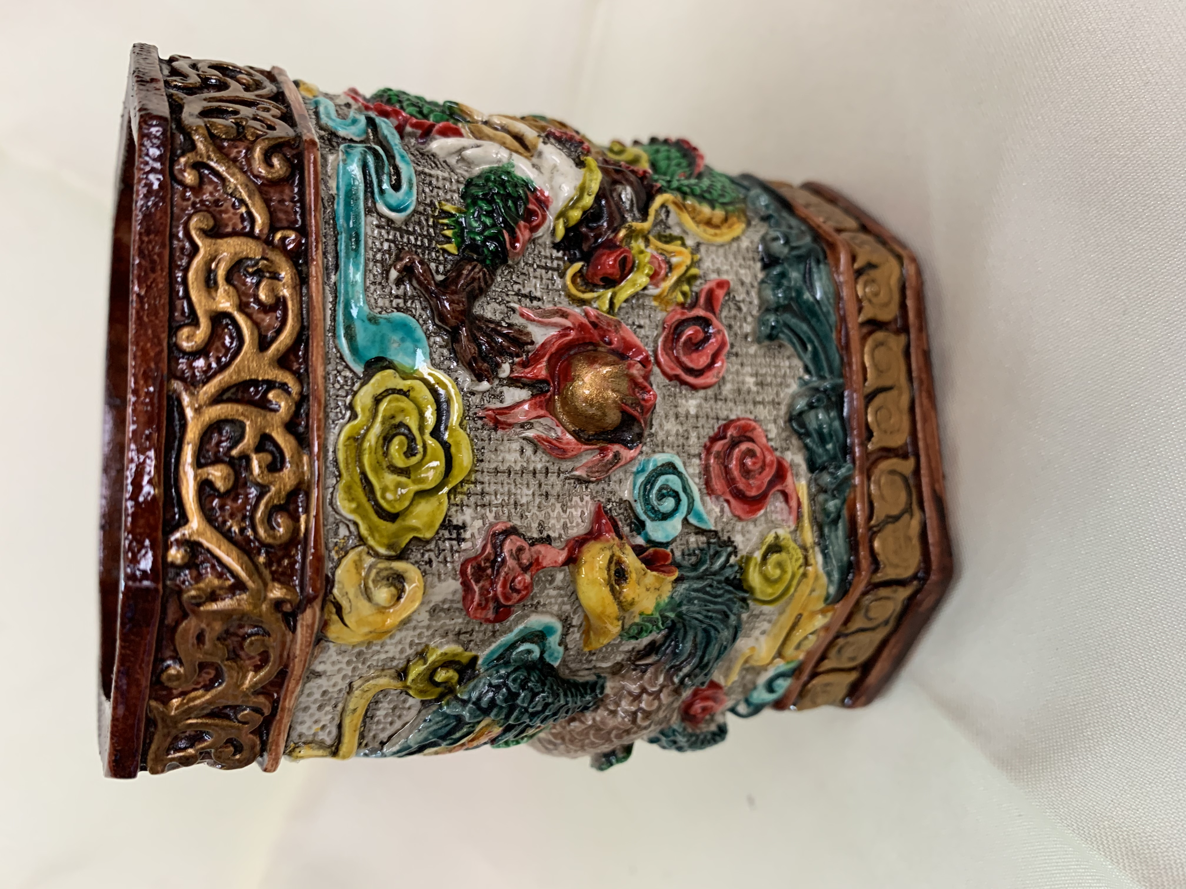 CAI's exquisite resin hand-painted art piece, Y-135 Dragon and Phoenix Pen holder