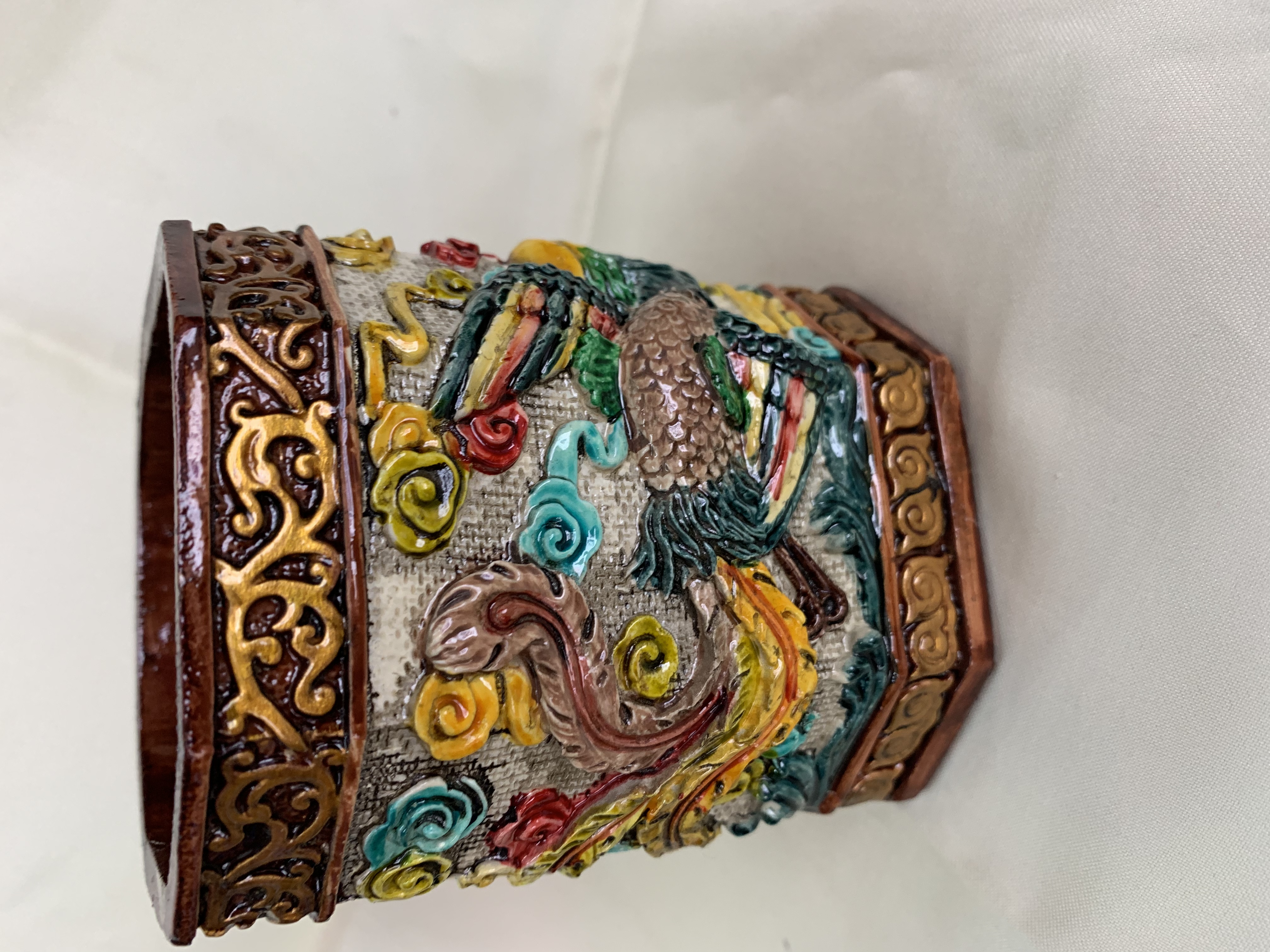 CAI's exquisite resin hand-painted art piece, Y-135 Dragon and Phoenix Pen holder details Picture