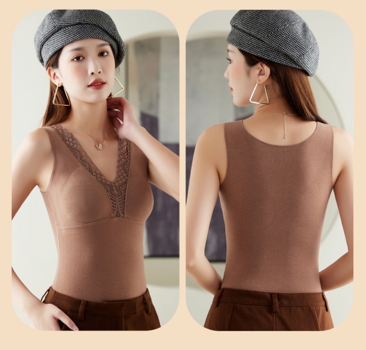 New autumn and winter warm vest, lace, heating women's base layer with chest pad, women's underwear Specification image