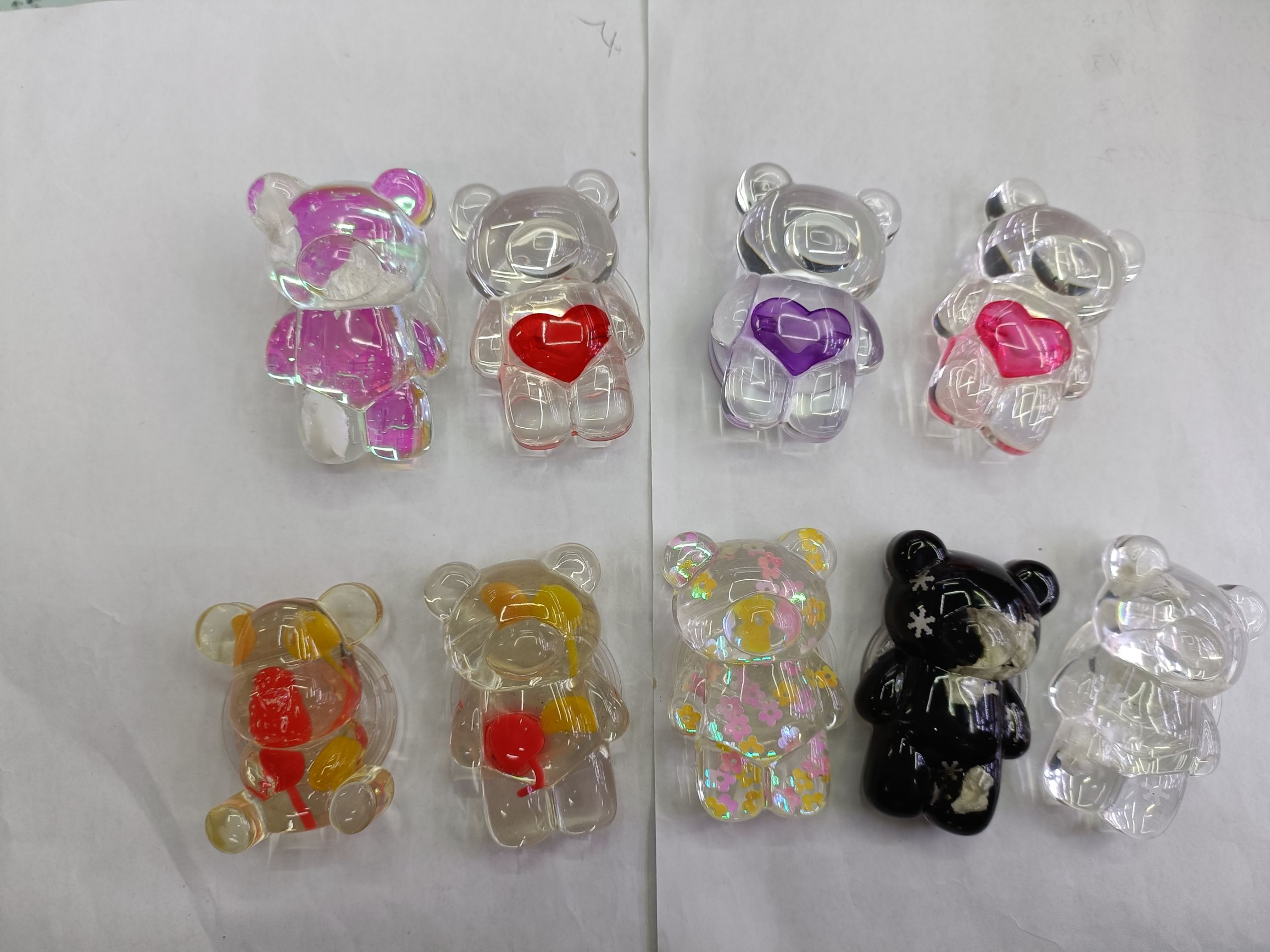 透明支架系列 小熊 滴胶花 滴胶饰品 不规则片片 水果