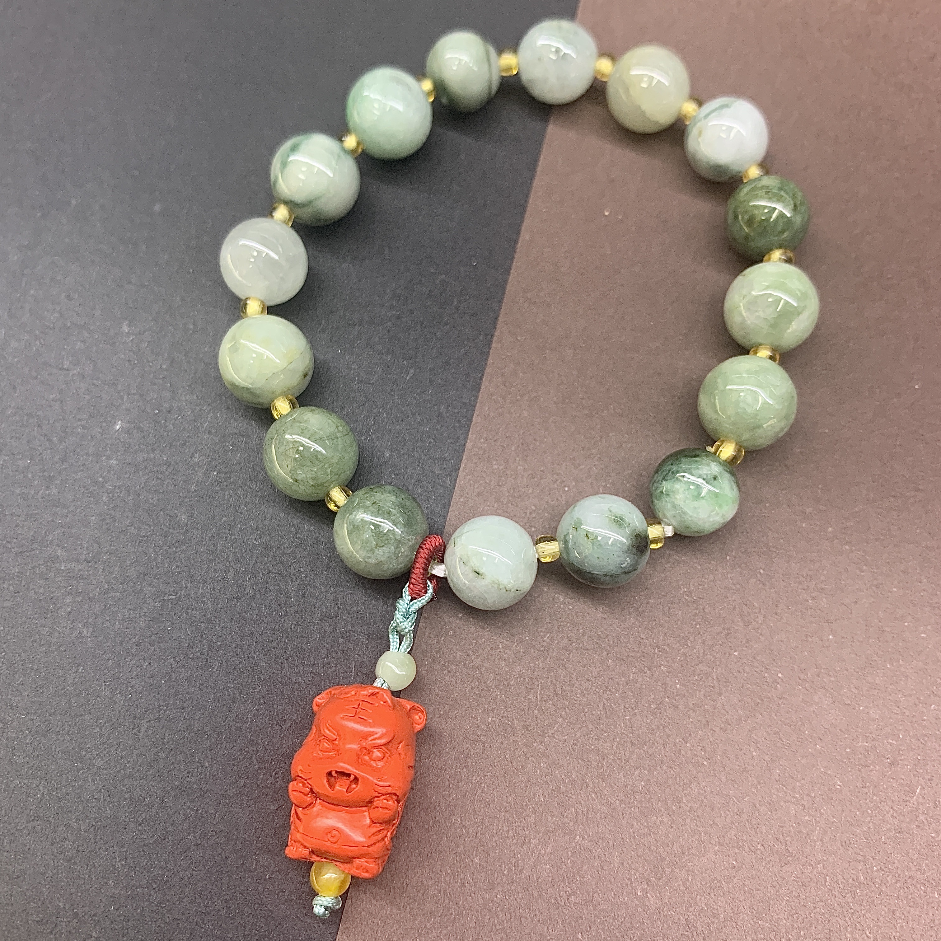 【 Oriental Jade 】 Natural jadeite, grade A cinnabar, twelve zodiac signs, three combinations, Six combinations, Five Elements auspicious jade bracelet
