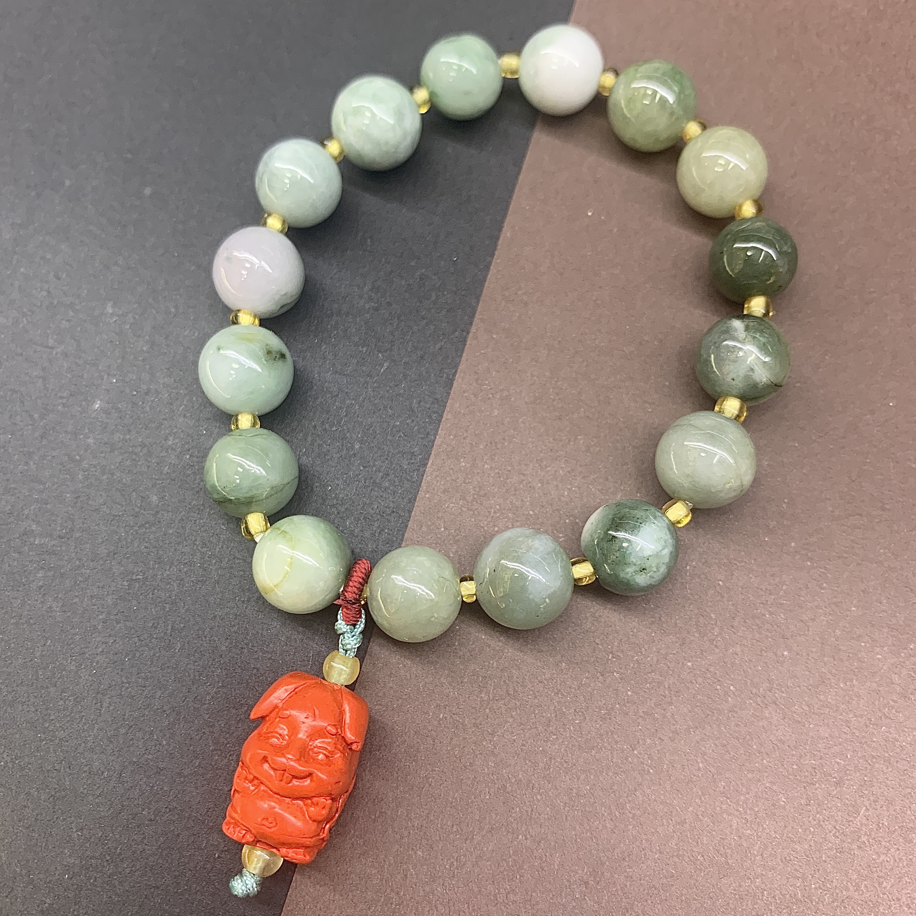 【 Oriental Jade 】 Natural jadeite, grade A cinnabar, twelve zodiac signs, three combinations, Six combinations, Five Elements auspicious jade bracelet details Picture