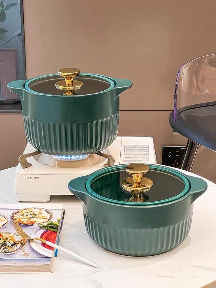 Yongsheng Ceramic Light Luxury Clay Pot Stew Pot, household gas ceramic porridge and soup stew pot, high-temperature resistant gas stove, open flame Special YA006 details Picture
