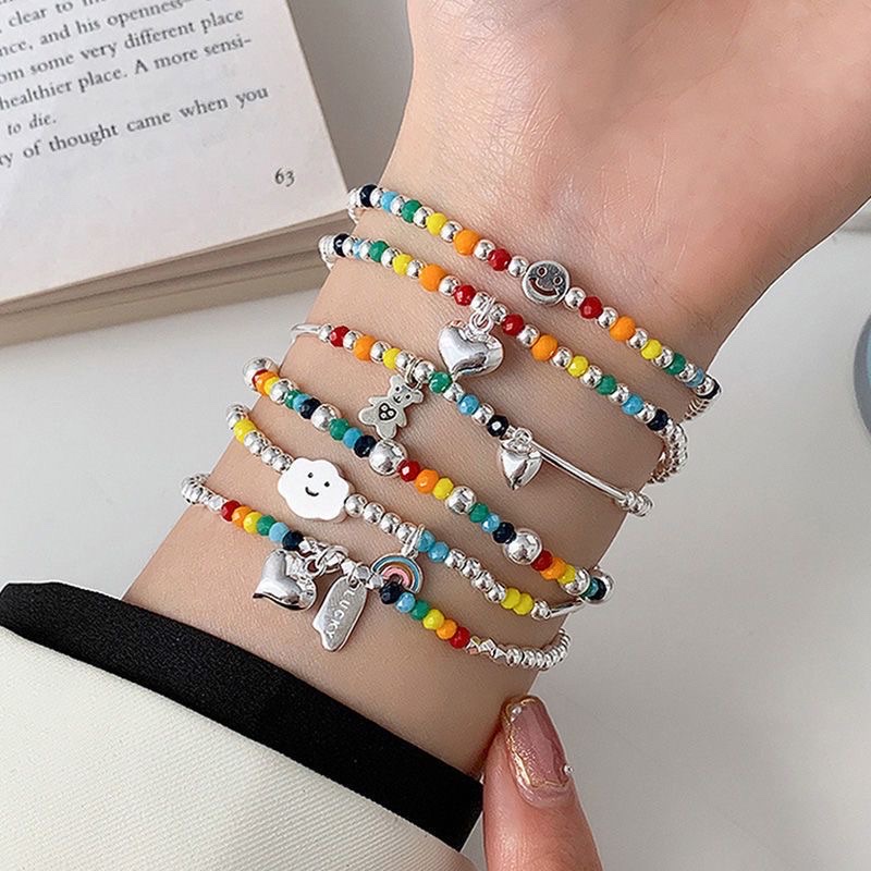 Korean rainbow smiling faces, hearts, and popular bracelets