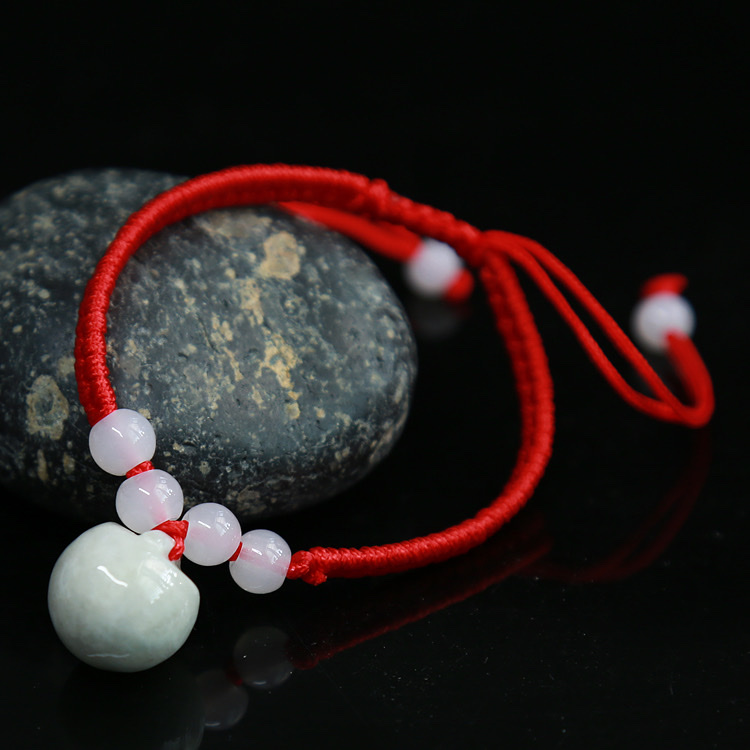 【 Oriental Jade 】 Rope-woven jadeite A-grade transportation red rope bracelet, handwoven peace pendant for men and women, Road-through PI Xiu jewelry details Picture