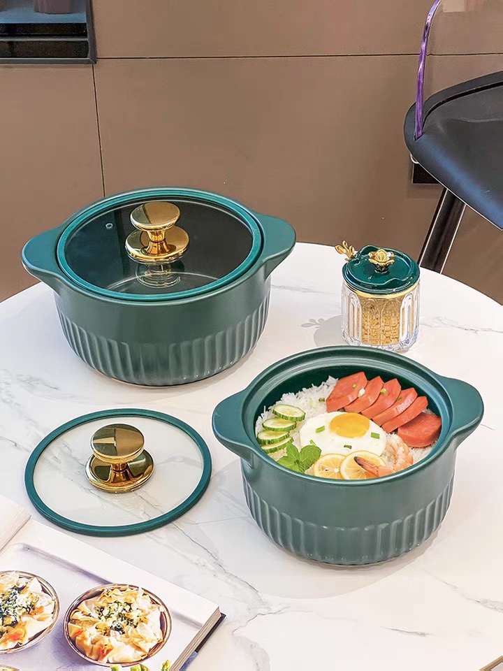 Yongsheng Ceramic Light Luxury Clay Pot Stew Pot, household gas ceramic porridge and soup stew pot, high-temperature resistant gas stove, open flame Special YA006