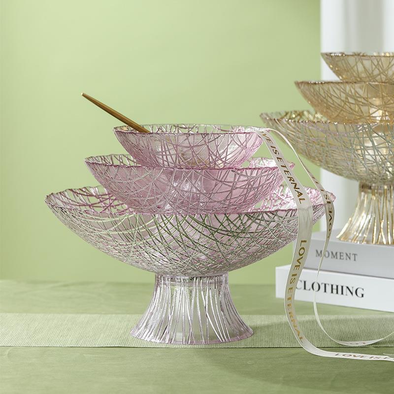 Glass plates, glass bowls, fruit bowls, glass products, creative gifts, home and daily use details Picture