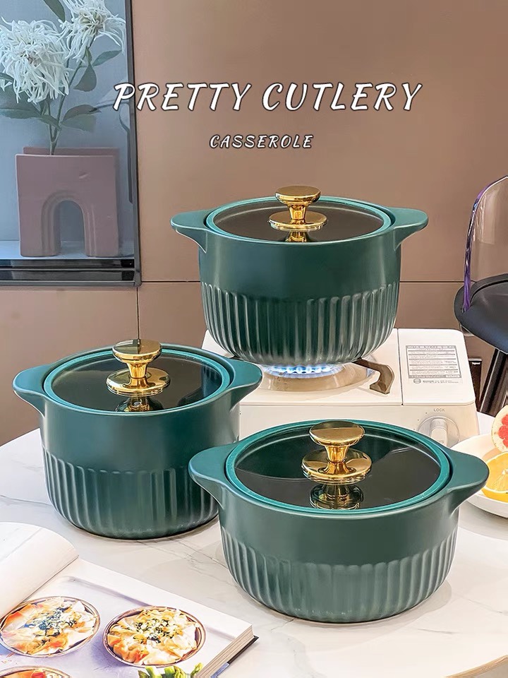 Yongsheng Ceramic Light Luxury Clay Pot Stew Pot, household gas ceramic porridge and soup stew pot, high-temperature resistant gas stove, open flame Special YA006 Specification image