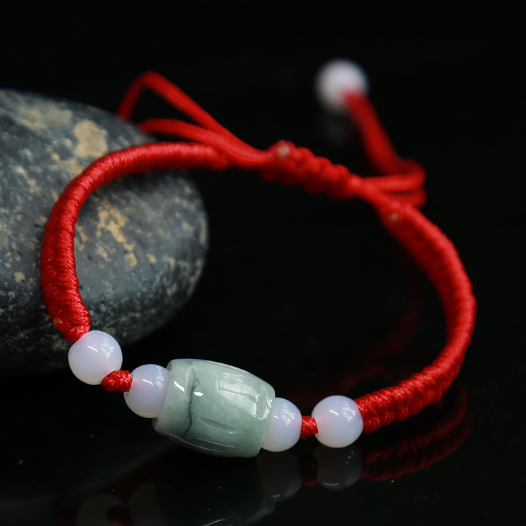 【 Oriental Jade 】 Rope-woven jadeite A-grade transportation red rope bracelet, handwoven peace pendant for men and women, Road-through PI Xiu jewelry Application Scenario
