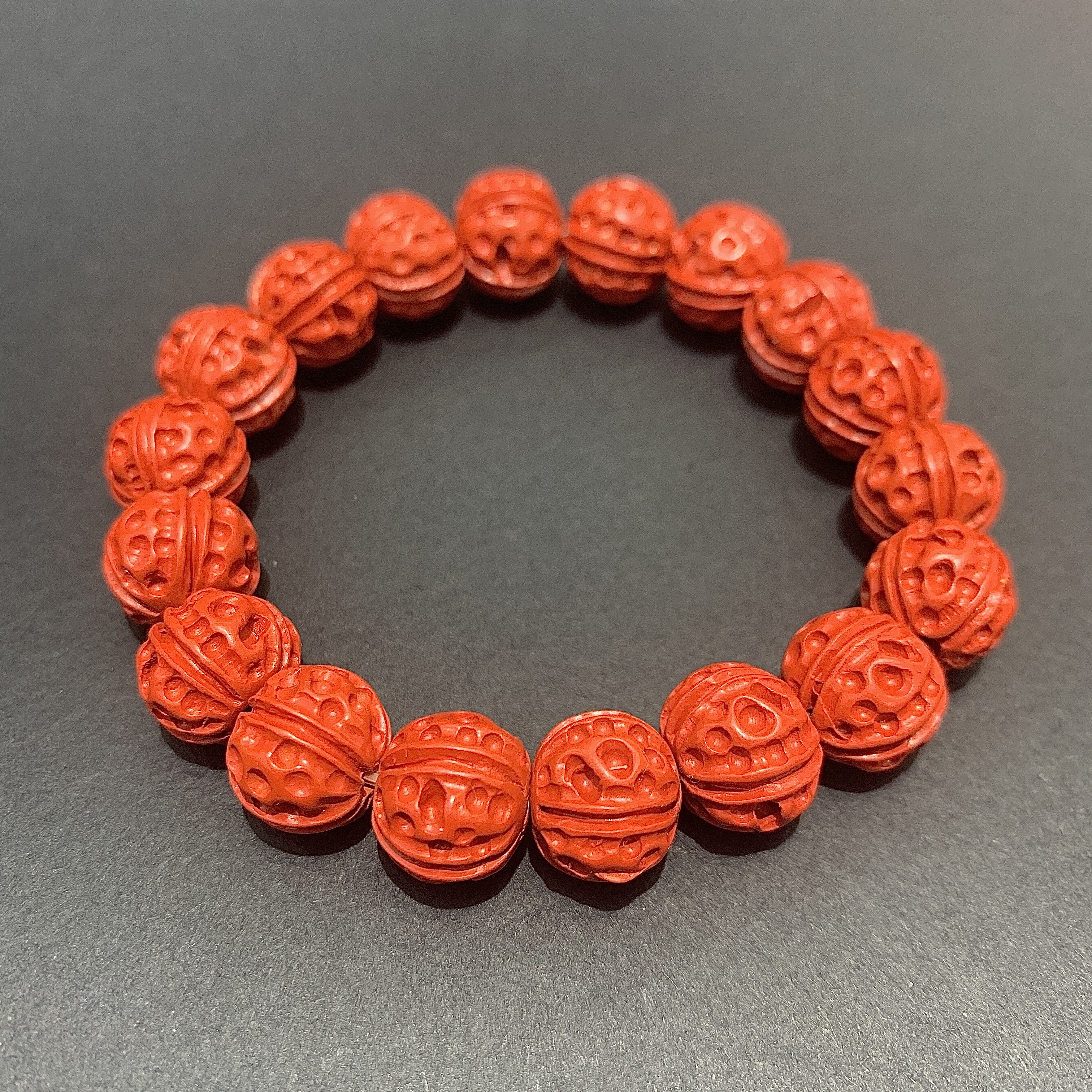 【东方玉器】天然朱砂红砂六字真言辟邪保平安回纹福字核桃手串雕刻