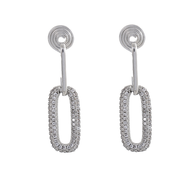 Oval-shaped mosquito-repellent incense coil ear clips for women, no ear holes, exaggerated and high-end personality, niche retro zircon earrings, metal Item Picture