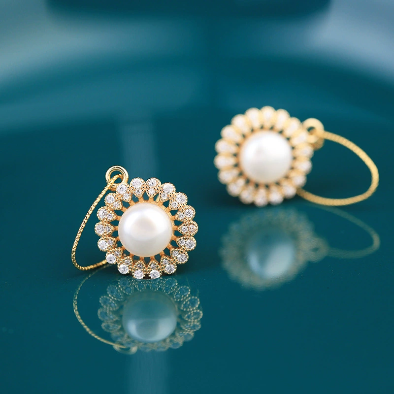 Factory direct sales of natural pearl elegant earrings, live-streaming bestsellers
