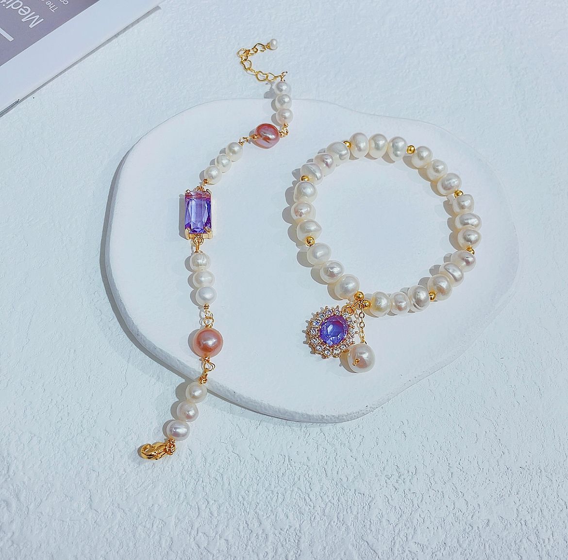 An original designer's high-end amethyst set paired with natural pearls Specification image